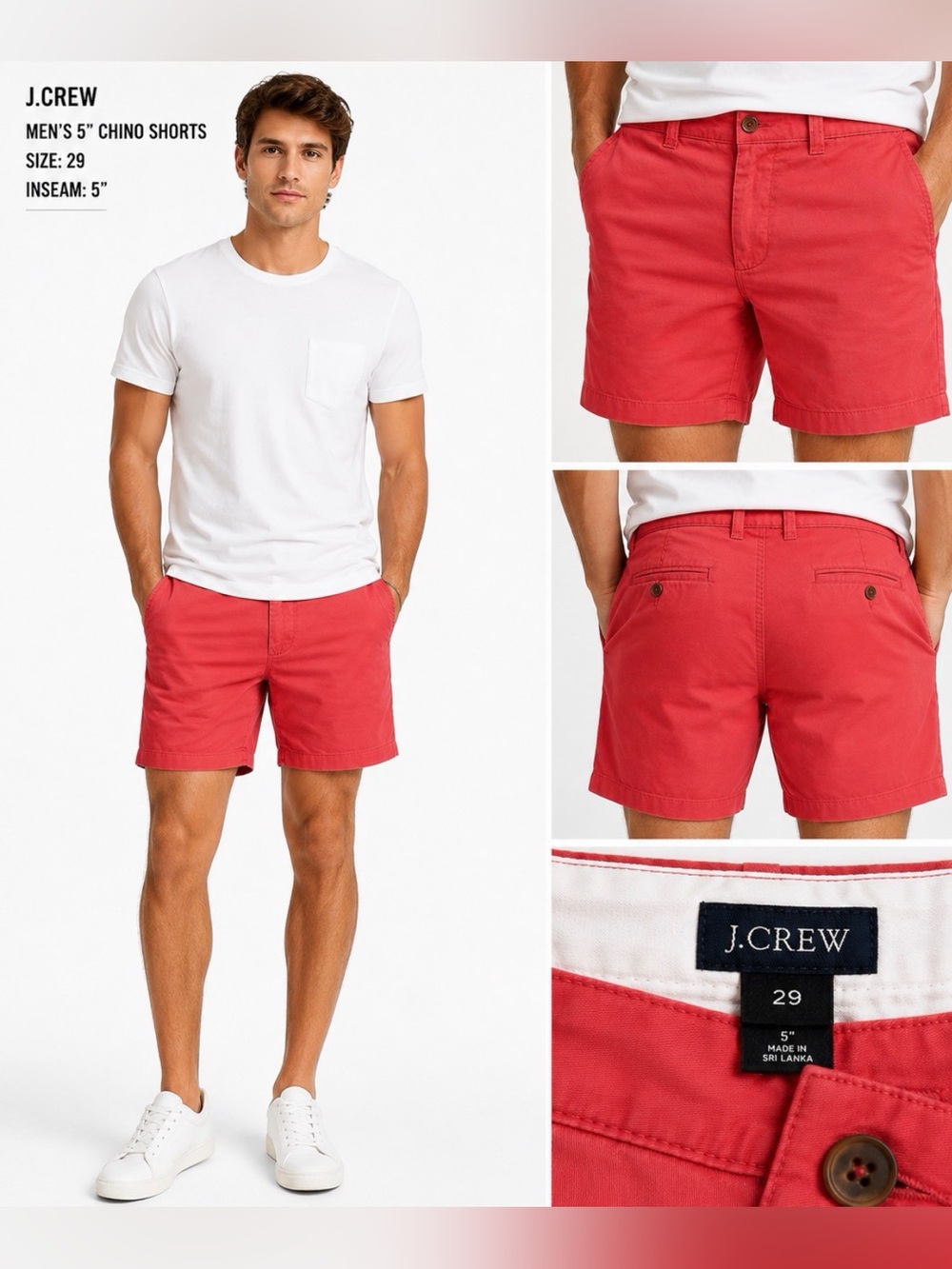 J. Crew Men’s Coral-Red Flat Front Chino Shorts